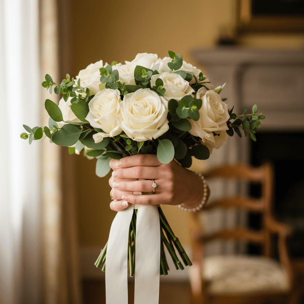 Bridal bouquet in white and green