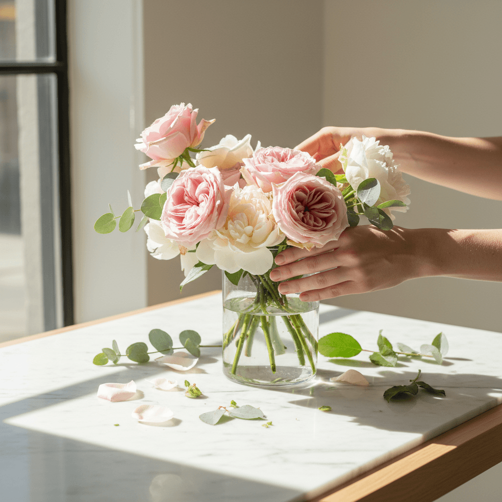 Minimalist white orchid arrangement